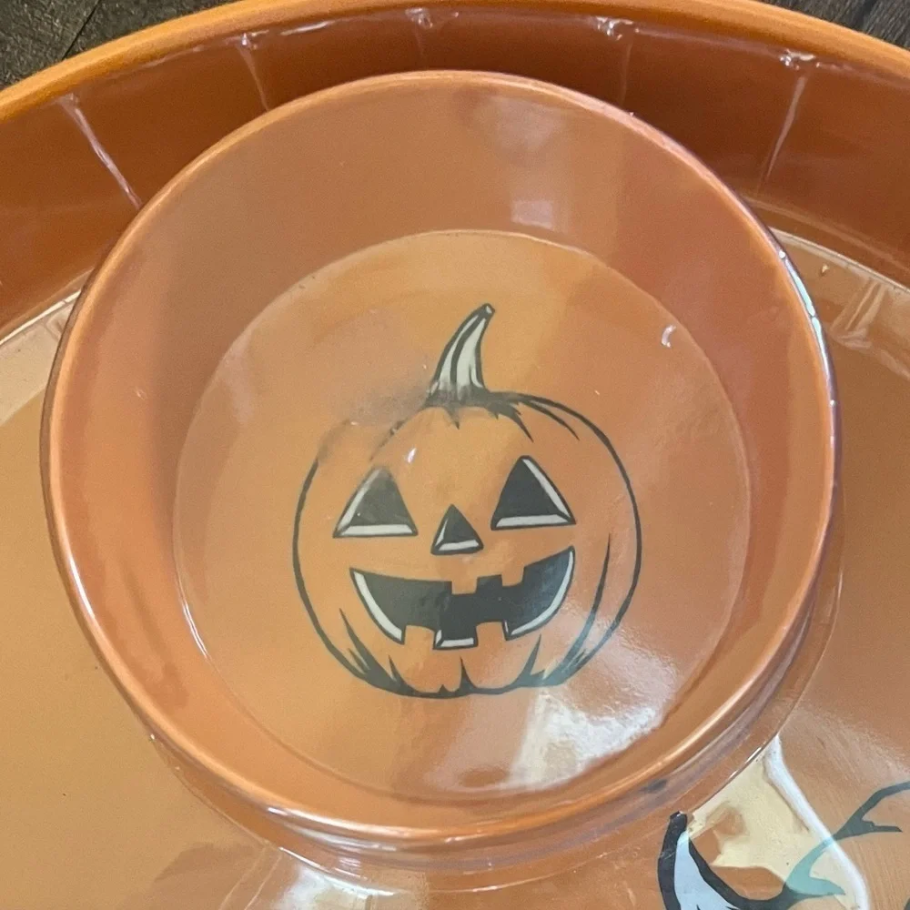 NWT Halloween chip & dip bowl jack o lantern